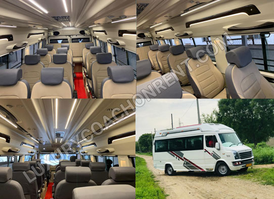 15 seater 2x1 maharaja seats luxury tempo traveller with sofa seat on rent in delhi