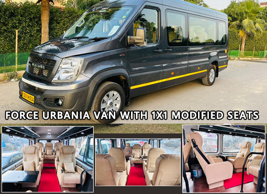 force urbania luxury van with 1x1 modified seats on rent in delhi