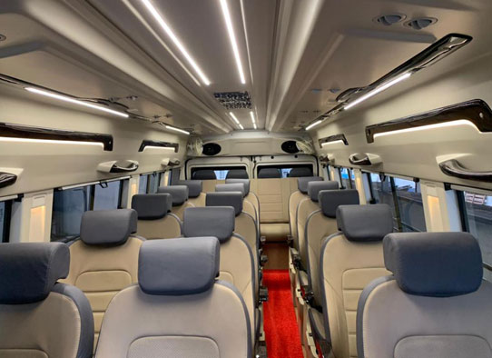 20 seater 2x1 maharaja seats luxury tempo traveller with sofa seat on rent in delhi