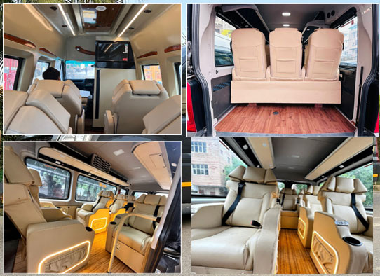 10 seater force urbania van with 1x1 modified seats on rent in delhi